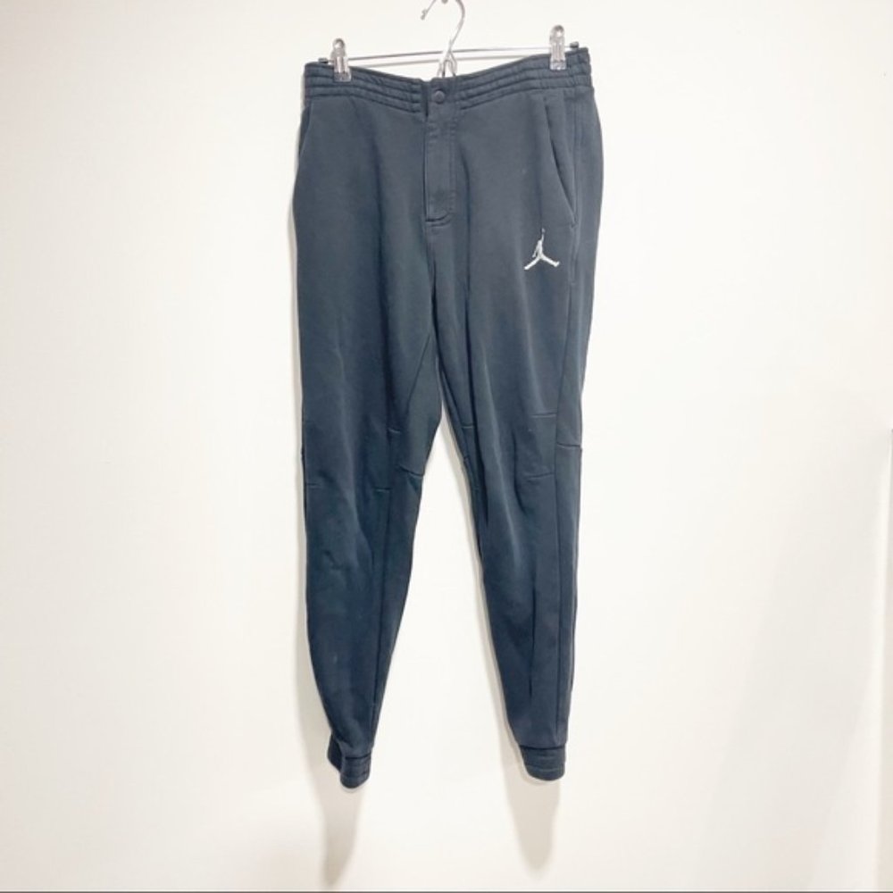 Nike Air Jordan Men's Warmup Tapered Jogger Sweatpants Black With Zipper